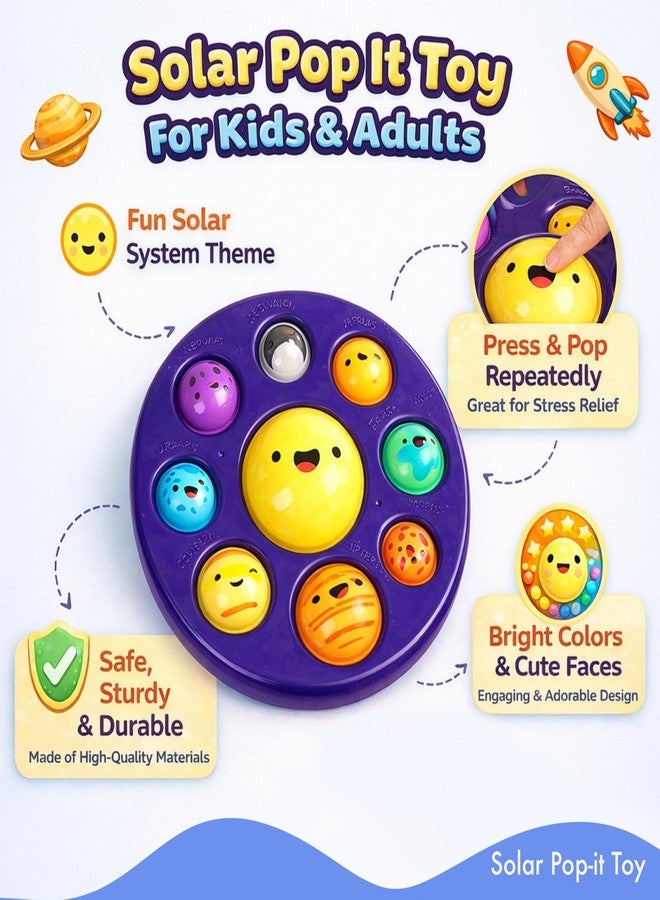 SNAPTRON Planets of Solar System for Kids Pop It Toy -Big Size Solar System Toys -Space Theme Birthday Party Best Return Gifts for Kids, pop Toys for Kid Poppit Space Pop It Game -Popit Set Gifts for Children - Image 2