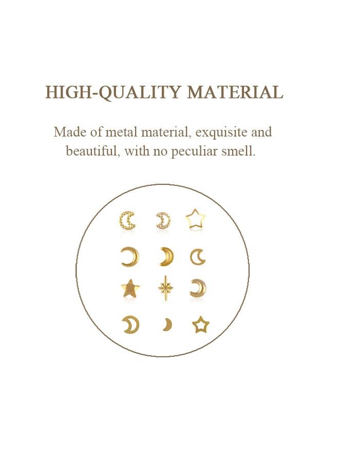 Generic 2 Box 3D Gold Nail Art Decoration Set, Multi Shape Metal Nails Rivet Star Moon Nail Art Decoration, Multi Purpose Greeting Cards Mugs DIY Accessories (Golden) - Image 4