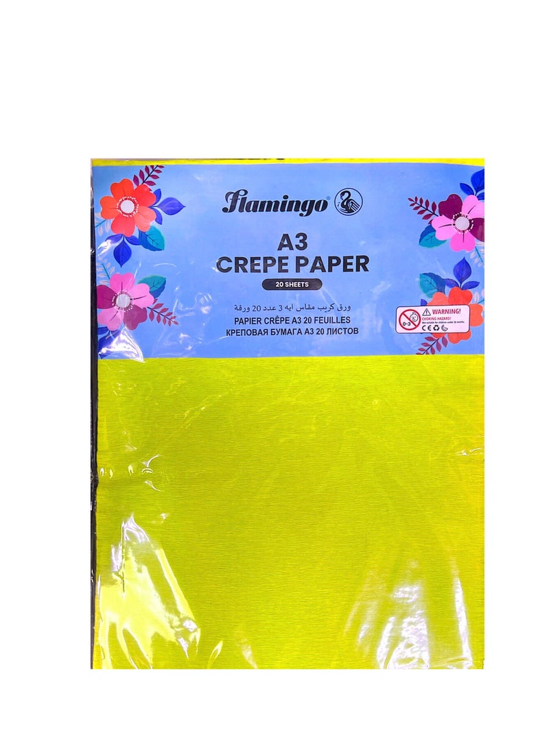 Flamingo 297 mm x 420 mm, 29.7 cm x 42 cm or 11.7 in x 16.5 in. 20 Crepe Paper for DIY Flower Making and Wrappin |10 Color 2 Sheet Each Crepe Paper ,20 Sheet A3 SIZE - Image 2