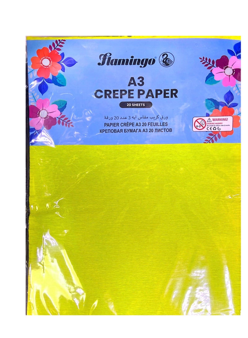 Flamingo 297 mm x 420 mm, 29.7 cm x 42 cm or 11.7 in x 16.5 in. 20 Crepe Paper for DIY Flower Making and Wrappin |10 Color 2 Sheet Each Crepe Paper ,20 Sheet A3 SIZE - Image 3