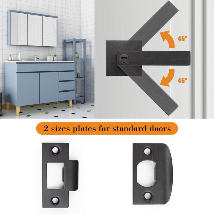 Probrico 10 Pack Commercial Heavy Duty Privacy Door Levers, Flat Style Door Handle Set for Bed and Bath, Left or Right Handing Leverset Lockset, Oil Rubbed Bronze Finish - Image 3