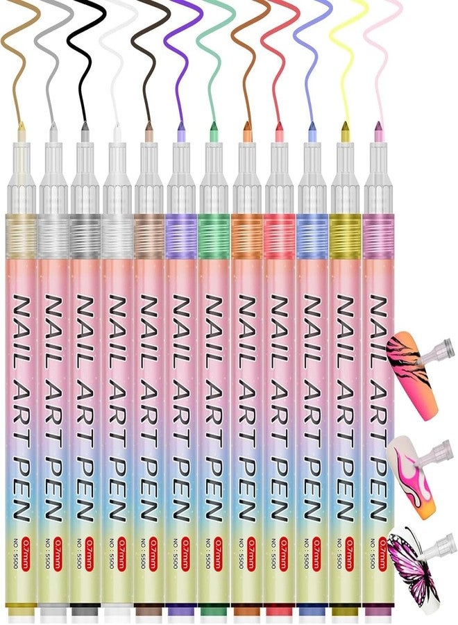 JITAHARAY 12 Color 3D Nail Art Pens Set, Nail Point Graffiti Dotting Pen Drawing Painting Liner Brush DIY Nail Art - Image 4