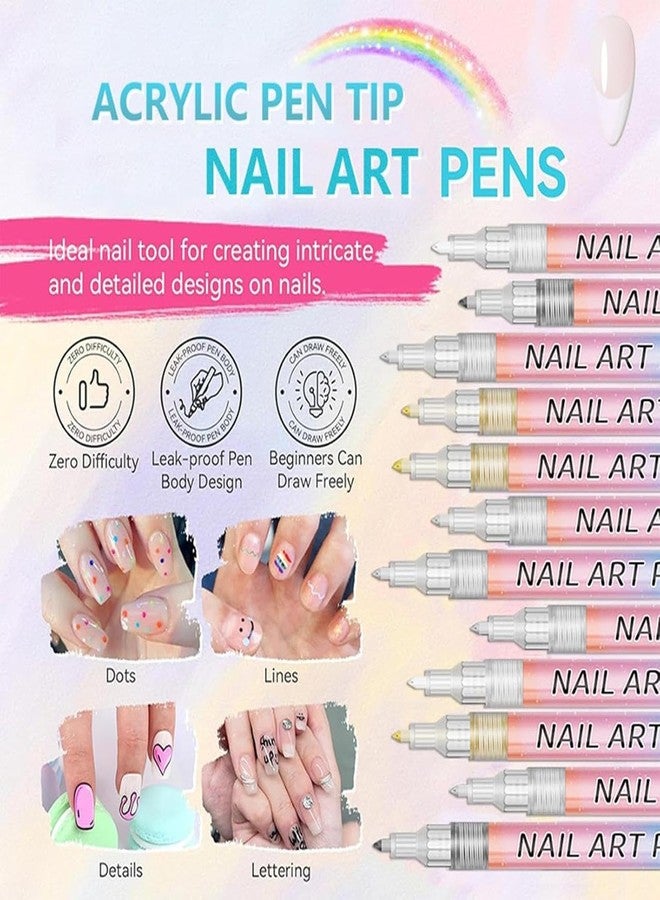 JITAHARAY 12 Color 3D Nail Art Pens Set, Nail Point Graffiti Dotting Pen Drawing Painting Liner Brush DIY Nail Art - Image 5