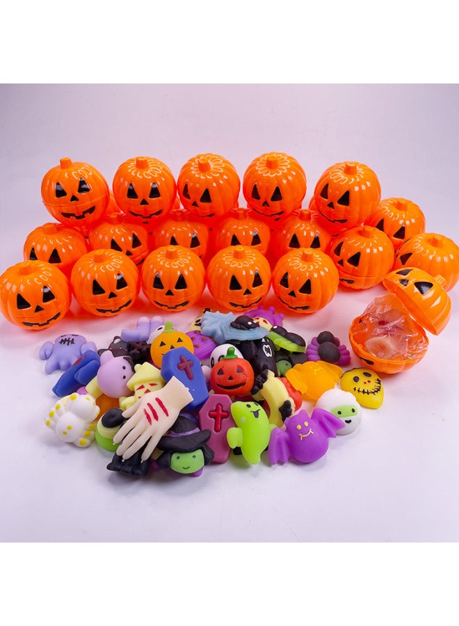 Cross Border Halloween Pinch Fun Toy Trick Mini Pumpkin Bucket Decompression Party Gift Set Blind Box Toy-Color:B Pinching Music 24-piece Set [box Size: 16*9.5*13cm]] - Image 4