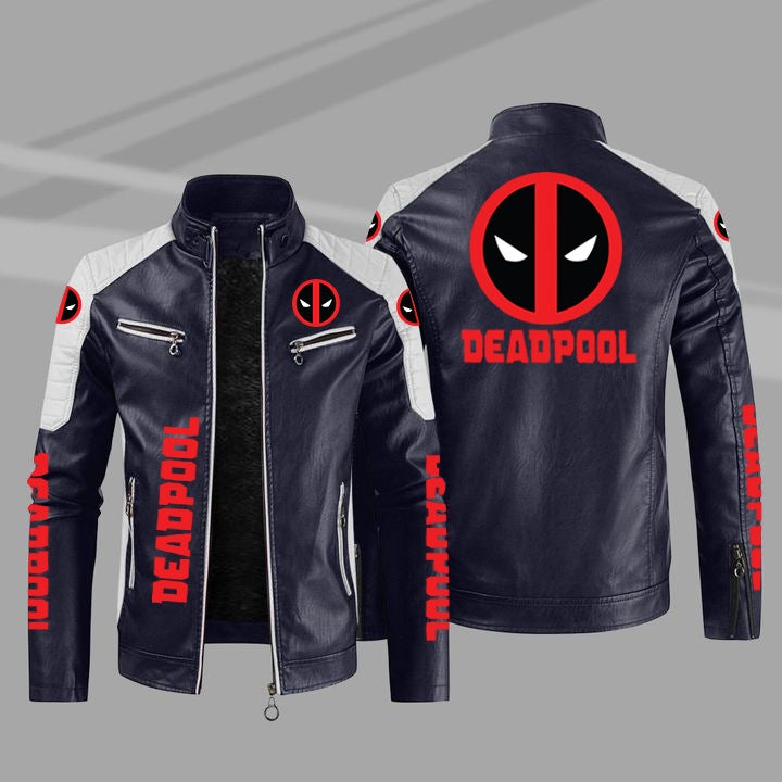 Deadpool Deadpool Motorcycle Leather 2022 Large Size Men'S Pu Leather Fleece-Lined Thickened Winter Coat - Image 5