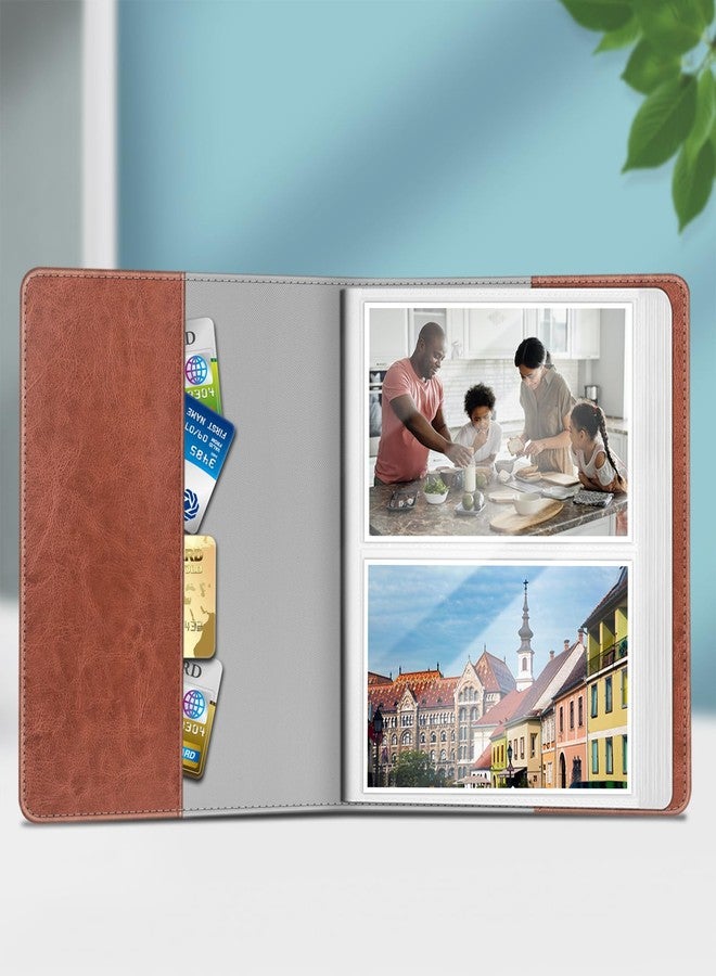 فينتي ألبوم صور فينتي للصور مقاس 4×6 - 112 جيبًا، غلاف جلدي نباتي، ألبومات ذاكرة لعيد الميلاد والذكرى السنوية والعطلات العائلية، لون بني عتيق - Image 3