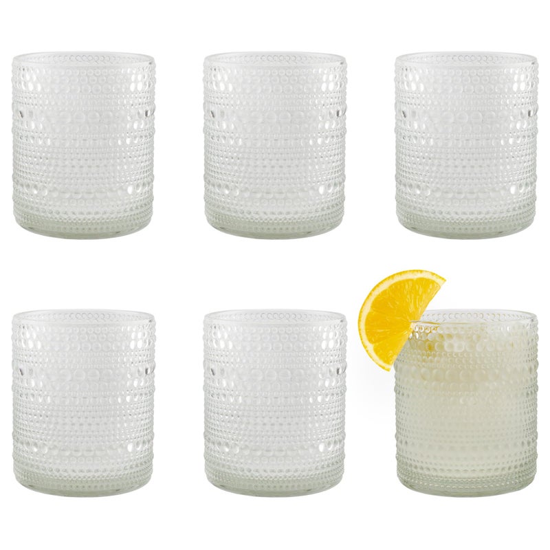 Darware Hobnail Drinking Glasses (12oz, 6pk, Clear); Old-Fashioned Beverage Glasses for Tabletop, and Bar Use and Candle Jars - Image 1