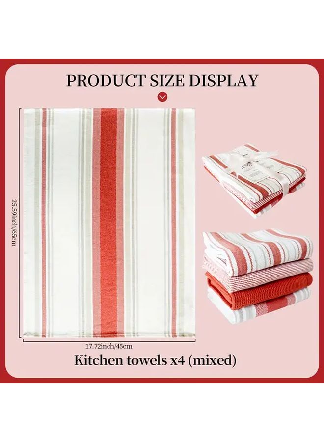 Caramel Orange Series 4 Pieces Kitchen Towels Set Soft Absorbent Dish Cloth - Image 3