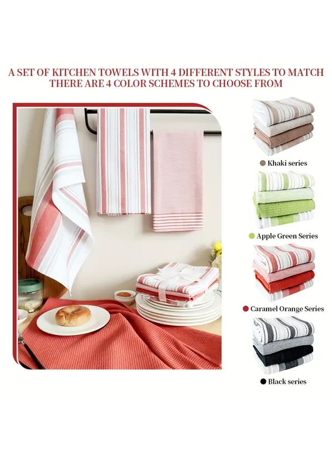 Caramel Orange Series 4 Pieces Kitchen Towels Set Soft Absorbent Dish Cloth - Image 4
