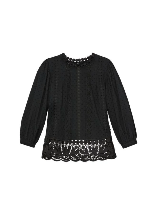 كيت سبيد Guipure Lace Trim Blouse