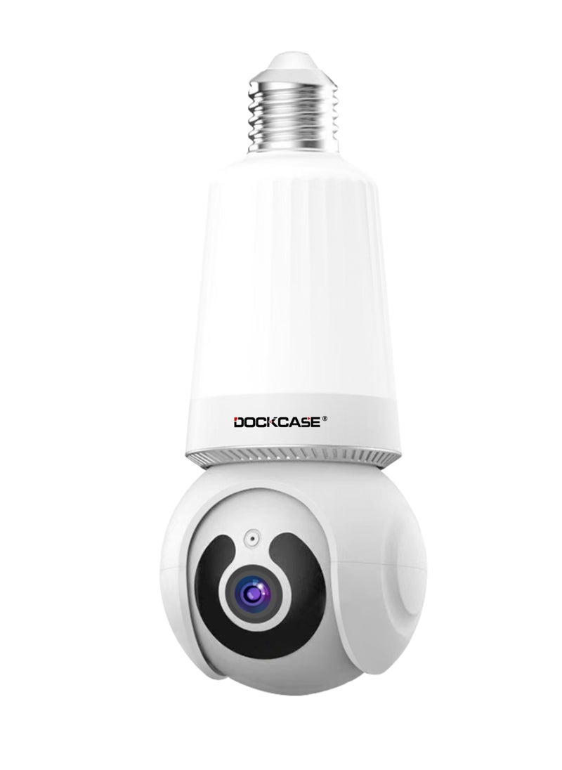 DOCKCASE - Smart 1080P Wireless WIFI Light Bulb Security Camera, 360 Degrees 3.0MP Cam Home Surveillance CCTV Panoramic IP Camera - Image 1