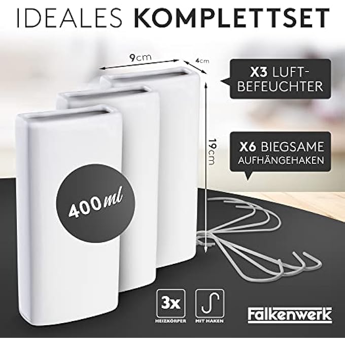 CERAMIC RADIATOR HUMIDIFIER [PACK OF 3] - UNIVERSAL HUMIDIFIER RADIATOR WITH FLEXIBLE HANGING HOOK - SUSTAINABLE HUMIDIFIER HEATING [SUITABLE FOR ALL HEATERS] - Image 3