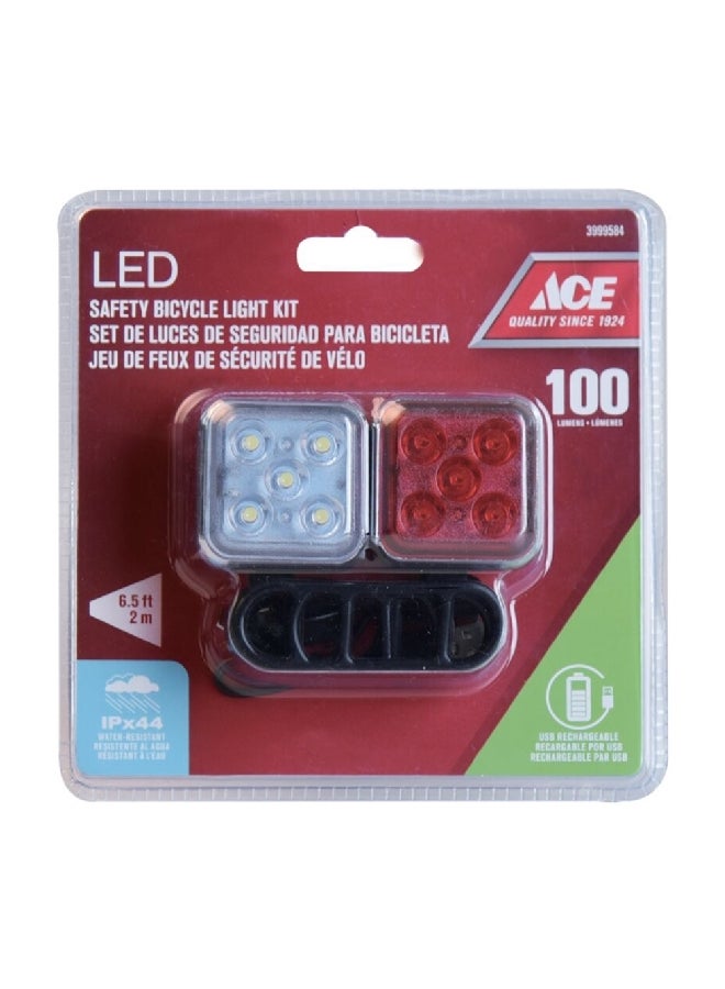 ACE 100-Lumens High-Quality LED Safety Front and Tail Bicycle Light Kit Multicolor 15.2 x 4.4 x 15.2 cm 3999584 - Image 1