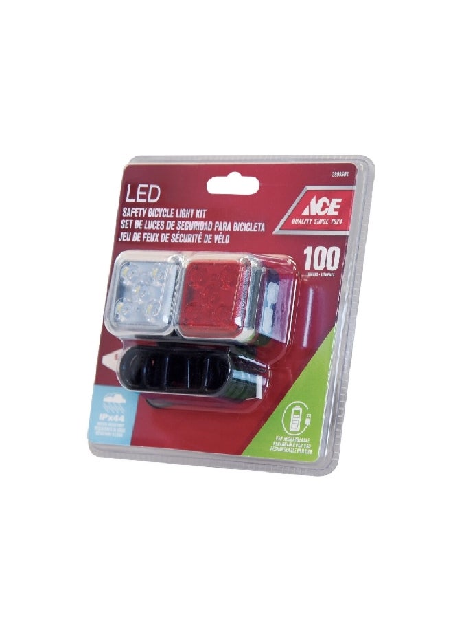 ACE 100-Lumens High-Quality LED Safety Front and Tail Bicycle Light Kit Multicolor 15.2 x 4.4 x 15.2 cm 3999584 - Image 2
