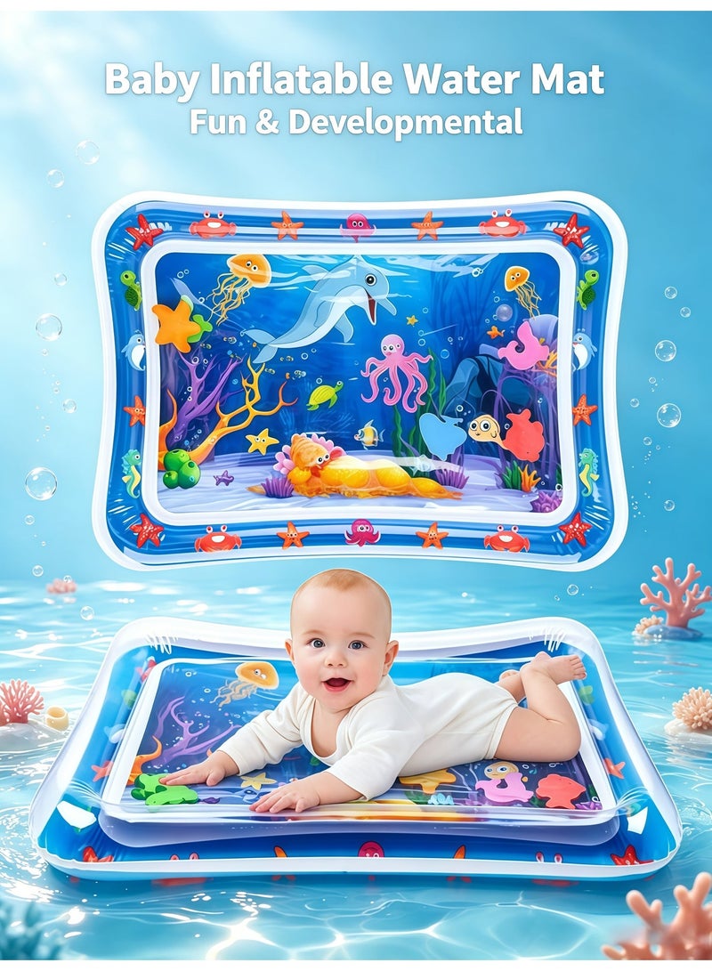 BlueHole Inflatable Ocean Baby Water Mat, Tummy Time Tactile Visual Training Pad, Thick Leakproof, Baby Full Moon & Birthday Gift - Image 1