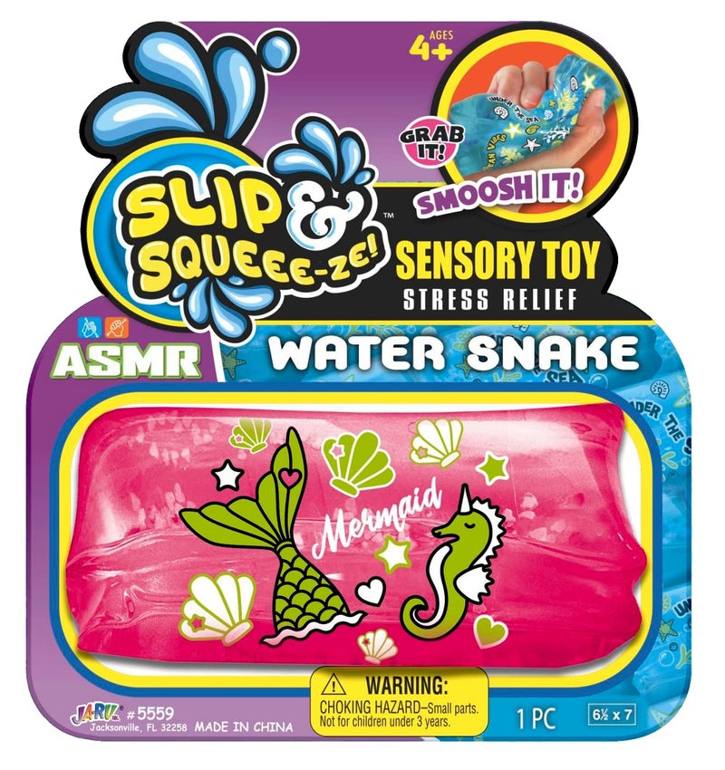JA-RU Magic Glitter Water Snake Fidget Toy 5"" (1 Pack for Girl) - Sensory Fidget Stress Toys Slippery Tricky Wiggler Slippery Worm Tube Squishy Party Favor Ball. Girl-5559-1G - Image 1