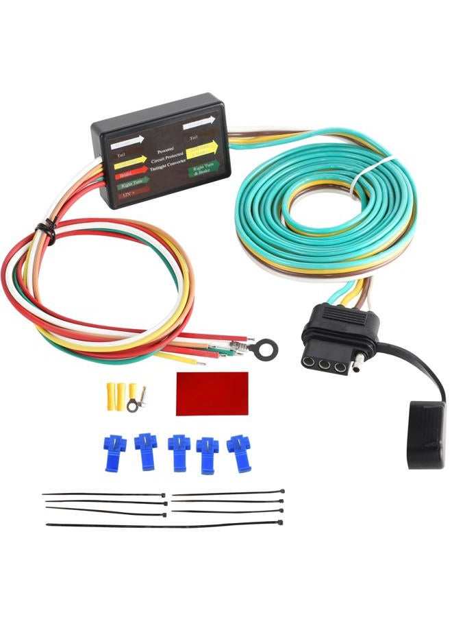 Oyviny LED Compatible Powered 3-to-2-Wire Splice-in Trailer Tail Light Converter with 4 Wire Flat Extension, 6-Wire System to 4-Wire System Trailer Light Converter Pure Copper Wire - Image 1