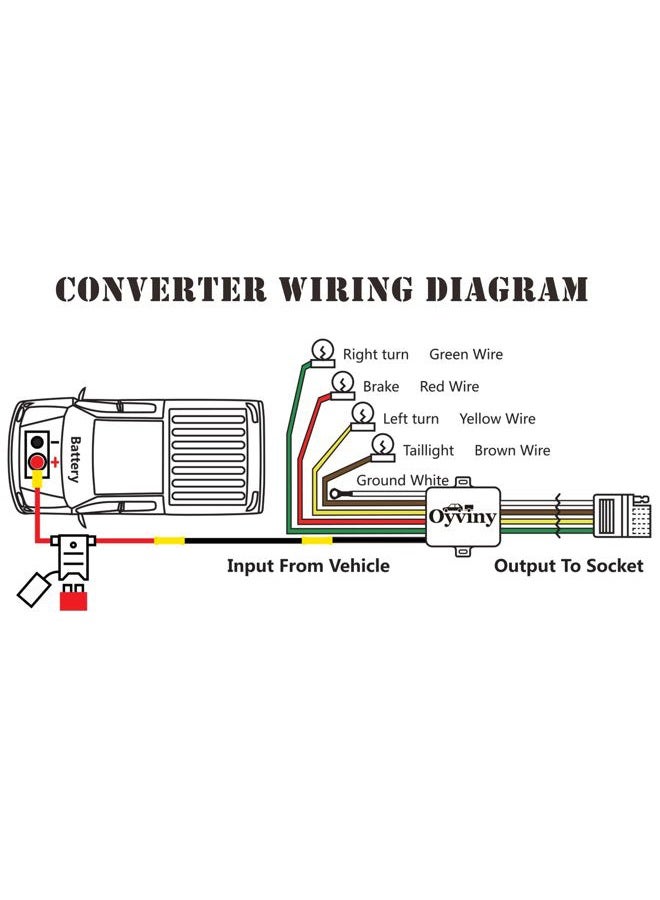 Oyviny LED Compatible Powered 3-to-2-Wire Splice-in Trailer Tail Light Converter with 4 Wire Flat Extension, 6-Wire System to 4-Wire System Trailer Light Converter Pure Copper Wire - Image 2