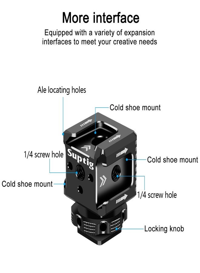 Suptig 3 Port Cold Shoe Mount with 1/4"-20 Thread for Camera Cage Flash LED Monitor Microphone etc. - Image 3