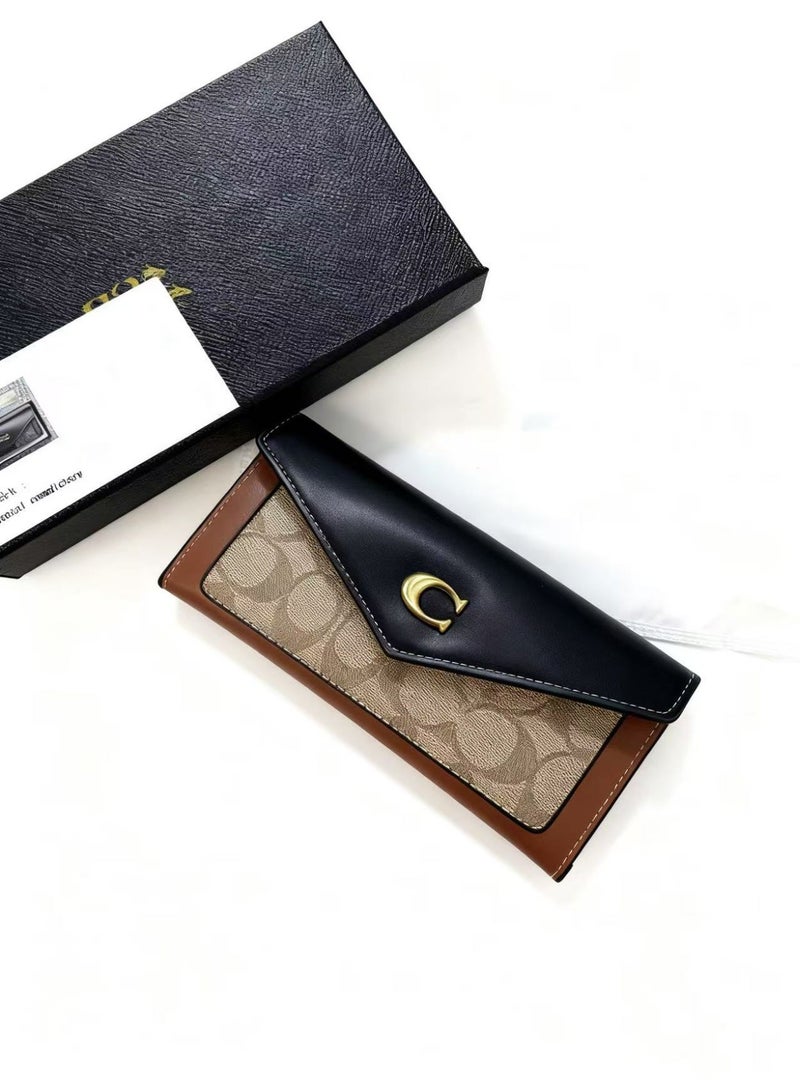 coachoutlet Women's long leather wallet card holder, elegant clutch for women, classic style - Image 2