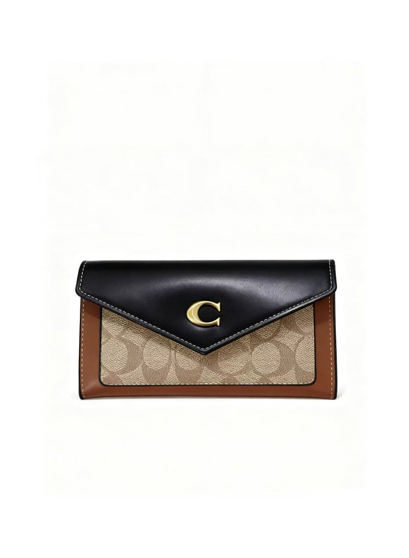 coachoutlet Women's long leather wallet card holder, elegant clutch for women, classic style - Image 1