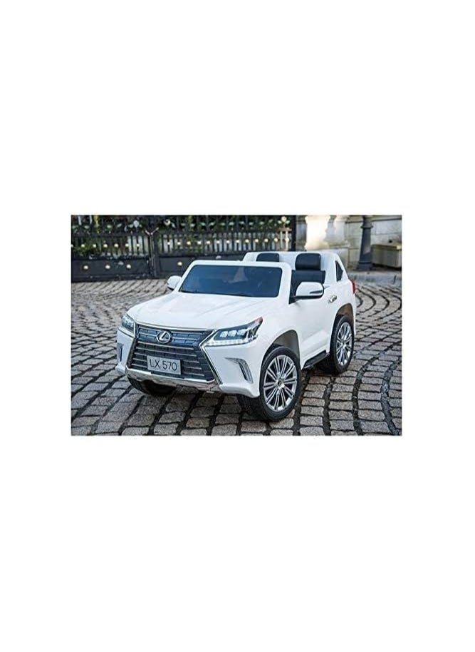 Electric Ride On Car Lexus LX570 With 4 Motors, 12V Battery With Remote Control, Audio and Visula Effects (White).