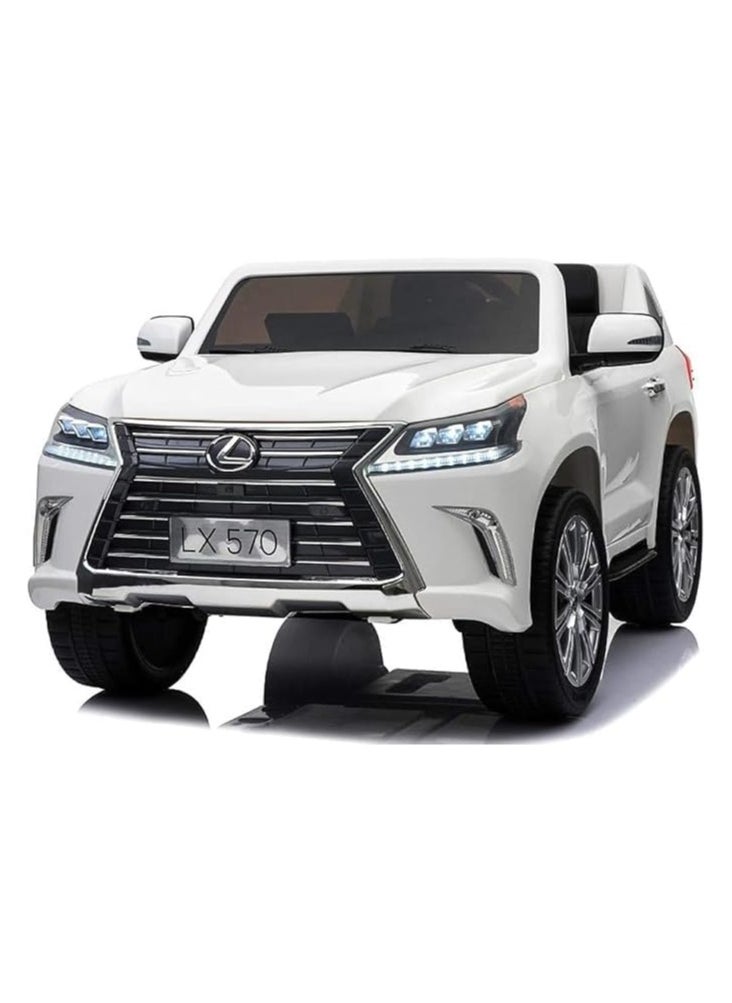 Electric Ride On Car Lexus LX570 With 4 Motors, 12V Battery With Remote Control, Audio and Visula Effects (White).