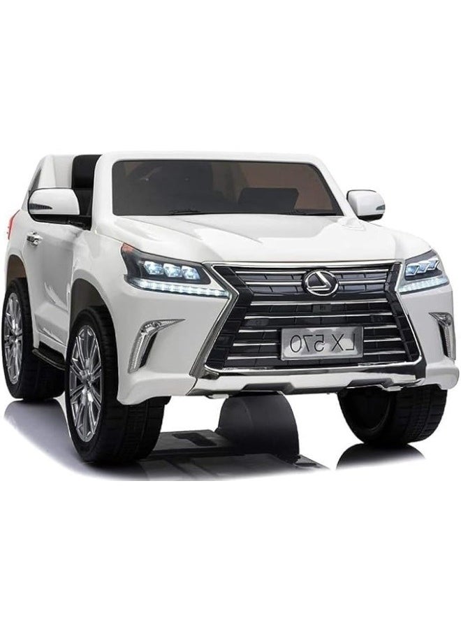 Electric Ride On Car Lexus LX570 With 4 Motors, 12V Battery With Remote Control, Audio and Visula Effects (White).
