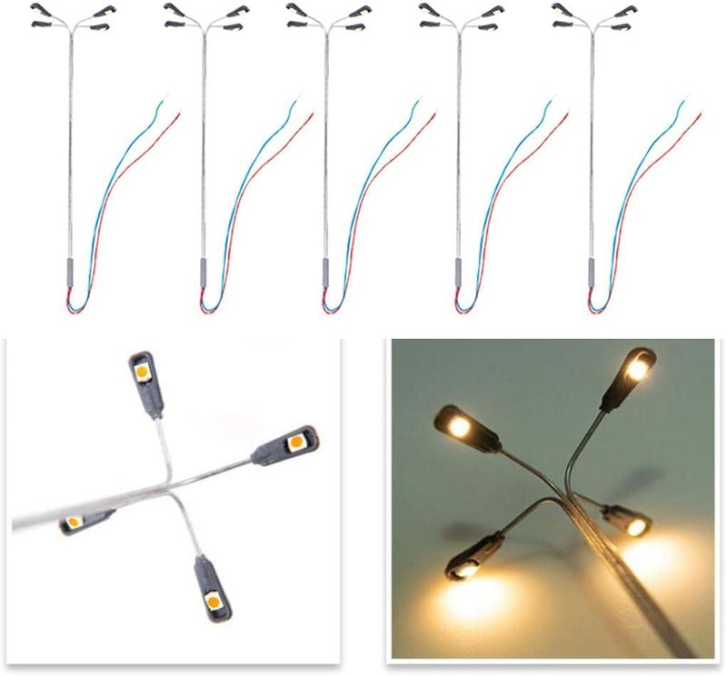 كلاراكو غير متوفر 5 مصابيح إضاءة شوارع لقطارات نموذجية بمقياس HO وOO، لون أبيض دافئ 1:75 - Image 5