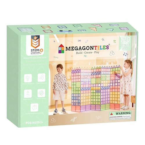 MEGAGONTILES 120PCS Premium Magnetic Tiles Set STEMAuthenticated Magnetic Building Blocks Educational Construction Toy for Kids Ages 38 Boys Girls - Image 1