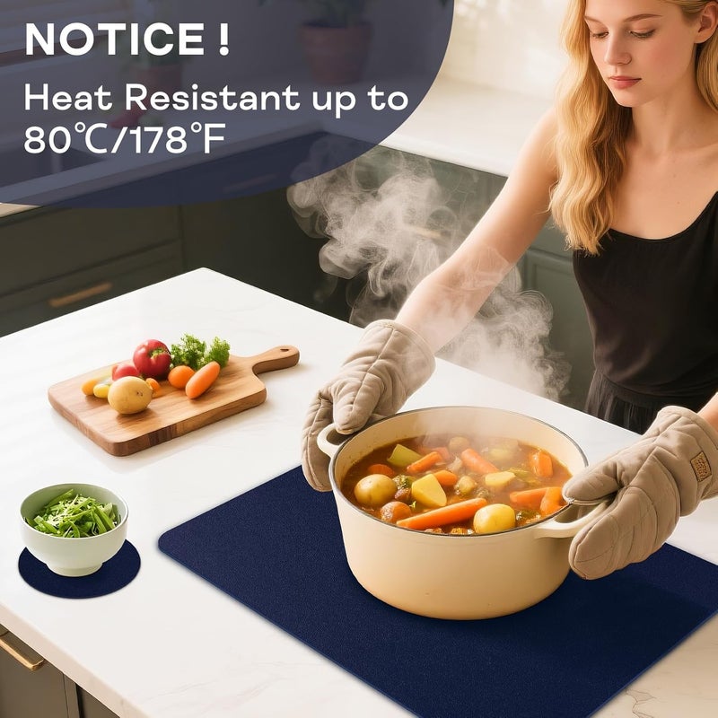 APLKER Leather Placemats, Set of 6 Heat Resistant Anti-Skid Placemats for Dining Table, Waterproof Washable Kitchen Table Mats and Coasters Easy to Clean (Navy Blue) | 17×12 In Heat Resistant Place Mats Set of 6 Wipebale & Washable Table Placemats for Kitchen Dining Indoor & Outdoor NavyBlue - Image 5