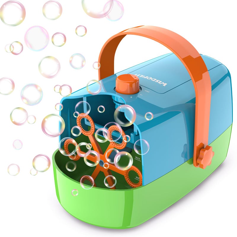 Wisdomlit Bubble Machine 3in1 Bubble Maker Bubble Blower with 3 Bubble Wheels Make Small  Medium  Big Bubbles for Kids Toddlers Bubble Toys for Indoor Outdoor Birthday Party MultiColor - Image 2