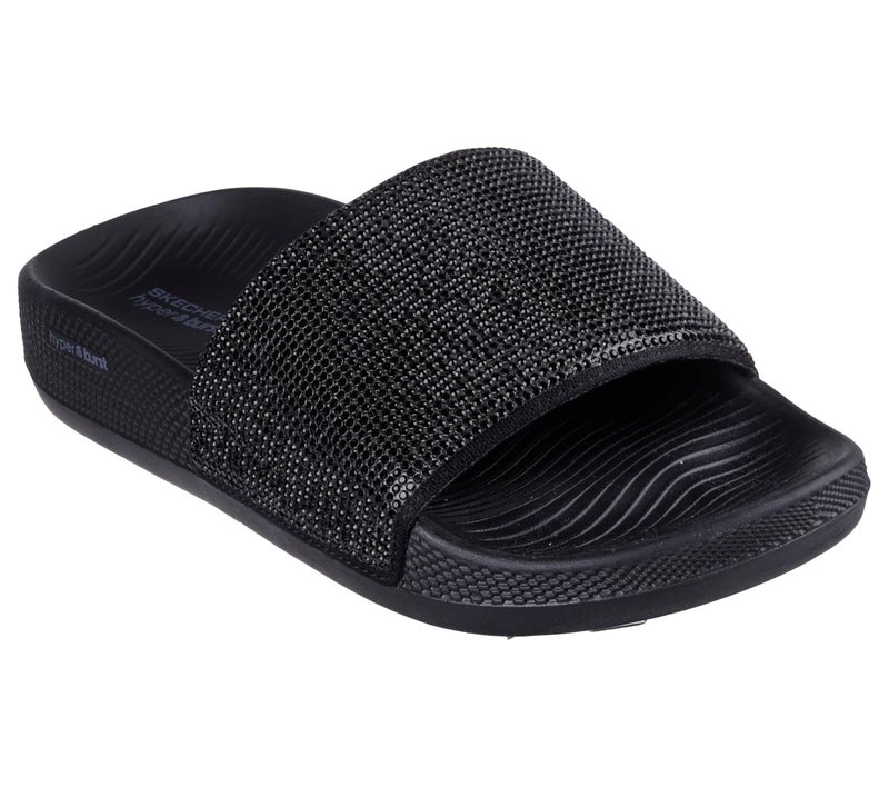 Skechers Women's Single Band Slide Sandal, Black/Black, 11 - Image 3