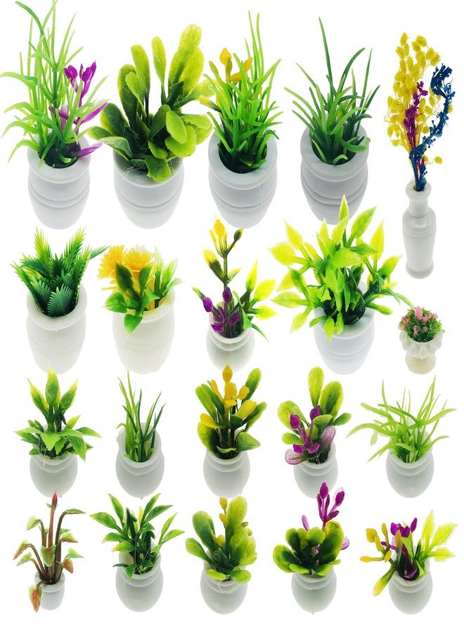 Cayway Dollhouse Plant Miniature 20 PCS Mini Miniature Potted Plants Model Artificial Flowerpot Fake Succulent Doll House for Dollhouse Garden Decorations - Image 1