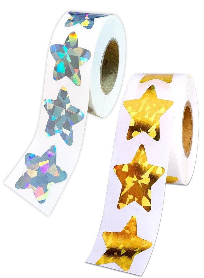Mimeile Star Stickers Holographic Gold Silver Stickers 1" 1000 Pcs Self Adhesive Behavior Chart Labels Glitter Foil Stickers DIY Craft Supplies - Image 1