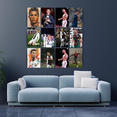 Posters Inc Cristiano Ronaldo Posters Set of 12 | A4 Size 300 GSM HD Print Football Wall Art | Real Madrid, Al Nasser & Portugal Clubs | Room Decor & Birthday Gifts for Men | Glue Dots Included - Image 3