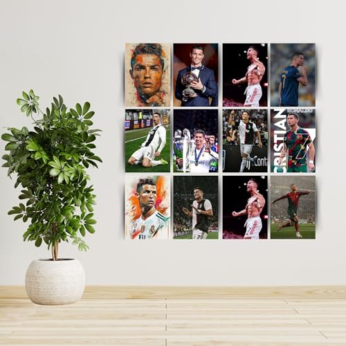 Posters Inc Cristiano Ronaldo Posters Set of 12 | A4 Size 300 GSM HD Print Football Wall Art | Real Madrid, Al Nasser & Portugal Clubs | Room Decor & Birthday Gifts for Men | Glue Dots Included - Image 2