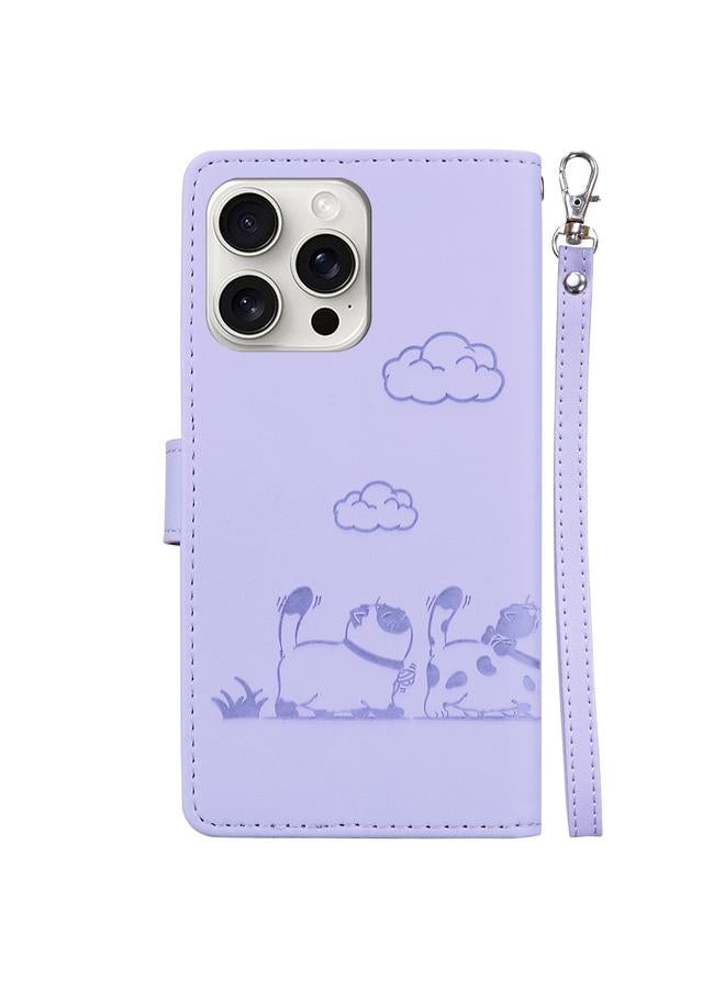 اس-توب جراب هاتف جلدي RFID برسومات قطط لطيفة لهاتف iPhone 16 Pro Max - Image 3