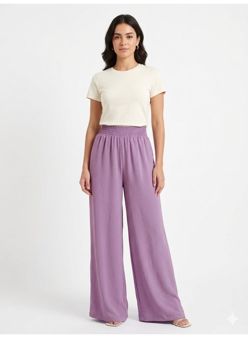 Women loose lilac purple pants palazzo pants