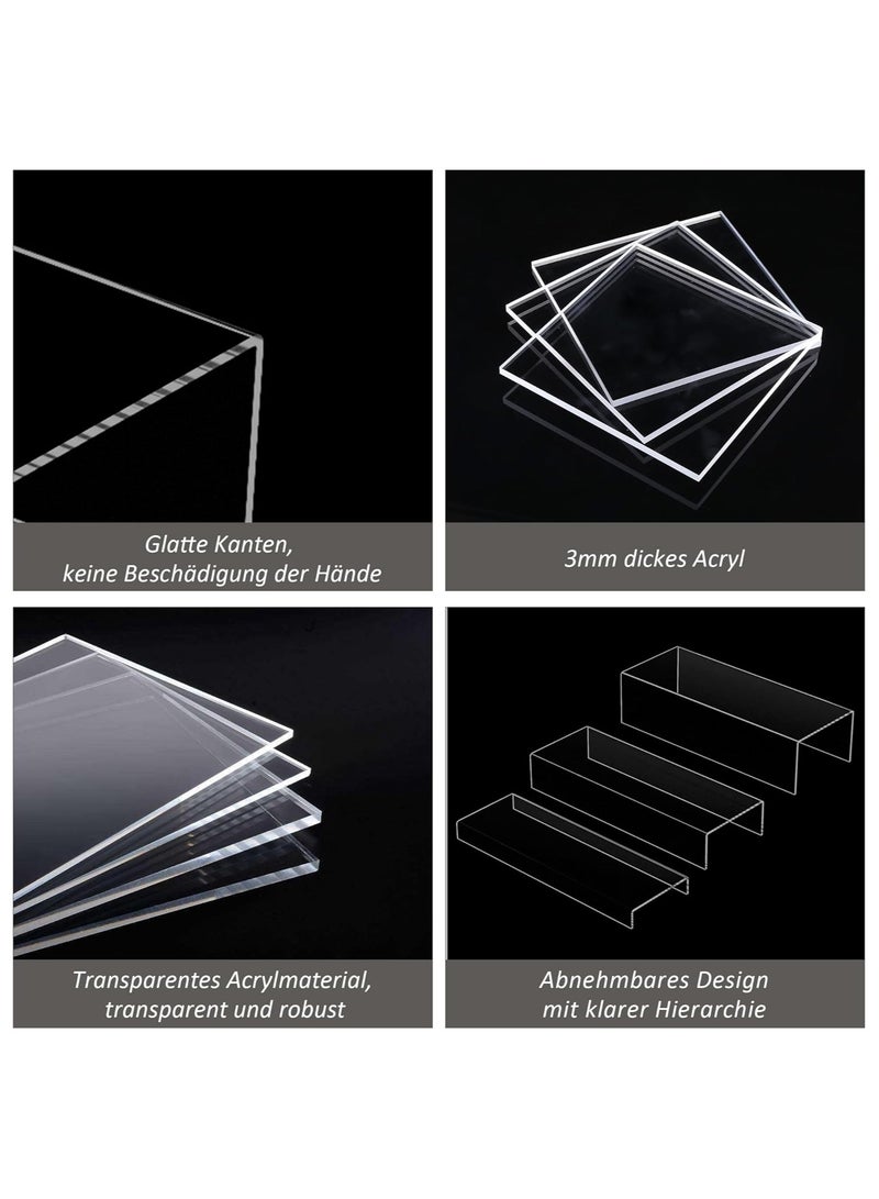 TPGP Clear Display Risers Shelf 3 Pieces, Countertop Rectangular Acrylic Display Storage Organiser, Acrylic Stand for Funko Pop Figure, Cosmetics, Bags, Shoes, Toys, Collectable Items 30-10 x 12.5 - Image 5