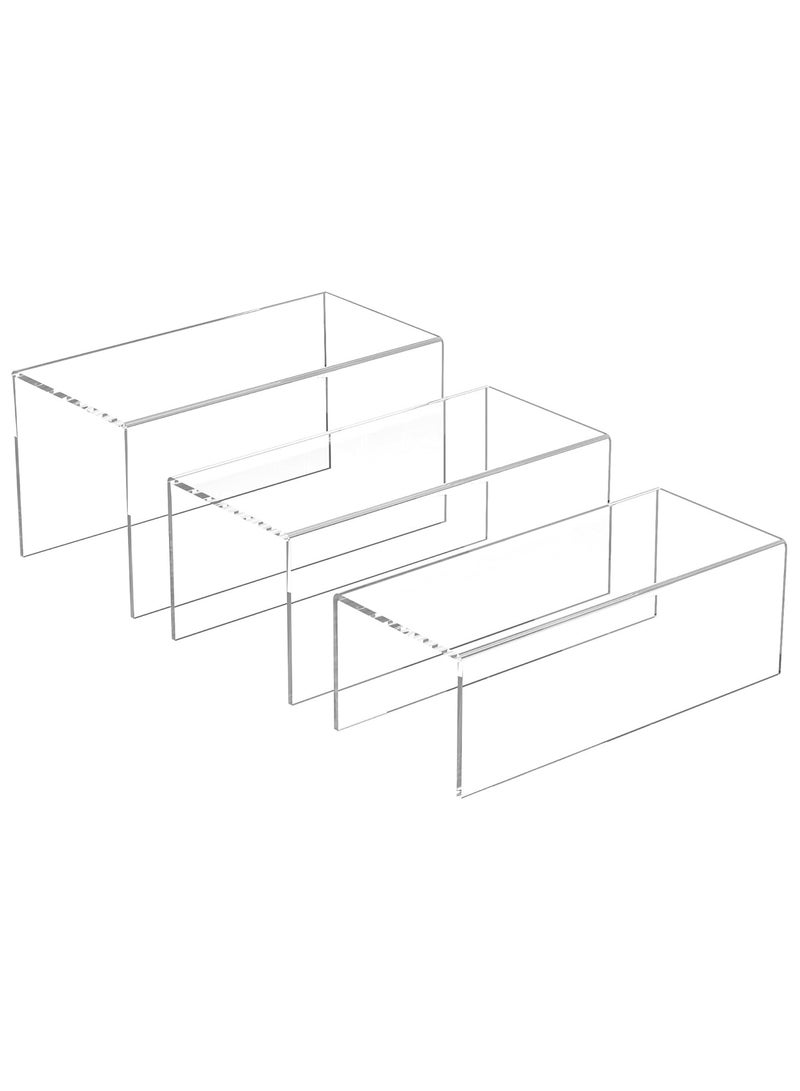 TPGP Clear Display Risers Shelf 3 Pieces, Countertop Rectangular Acrylic Display Storage Organiser, Acrylic Stand for Funko Pop Figure, Cosmetics, Bags, Shoes, Toys, Collectable Items 30-10 x 12.5 - Image 1