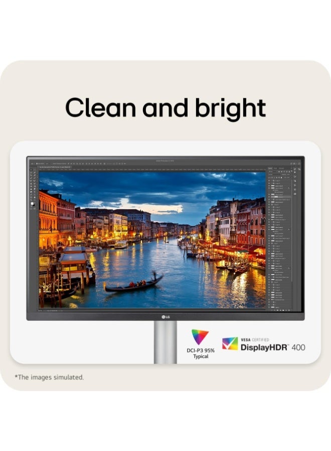 LG 27 inch UltraFine Monitor, 4K UHD IPS Display, 60Hz Refresh Rate, 5ms (GTG) Response Time, Dynamic Action Sync, Black Stabilizer, Super Resolution+, USB Type-C, Silver | 27UP850K-W Silver - Image 4