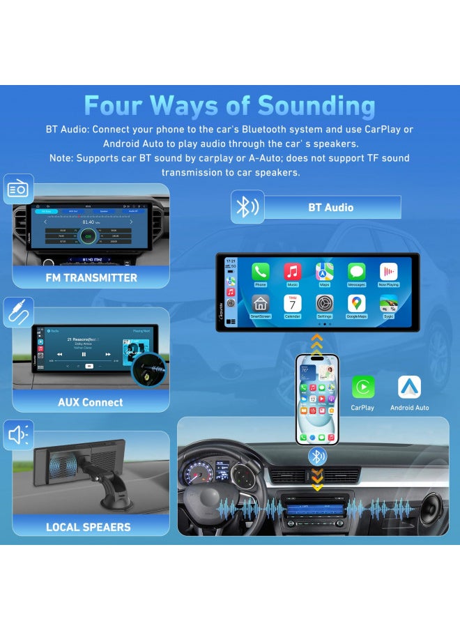 Carpuride - 2024 CARPURIDE 9.3 Inch Carplay Screen for Car, Compatible with Wireless/Wired Apple CarPlay, Android Auto and Mirror Link - Bluetooth Audio, Navigation,Siri, FM, AUX, C92 with Backup Cam - Image 1