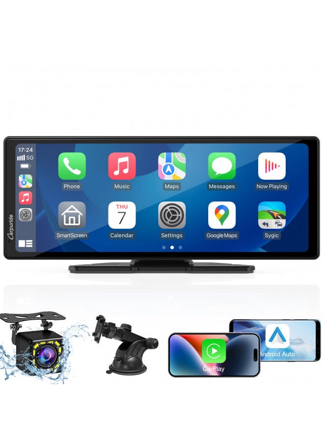 Carpuride - 2024 CARPURIDE 9.3 Inch Carplay Screen for Car, Compatible with Wireless/Wired Apple CarPlay, Android Auto and Mirror Link - Bluetooth Audio, Navigation,Siri, FM, AUX, C92 with Backup Cam - Image 1
