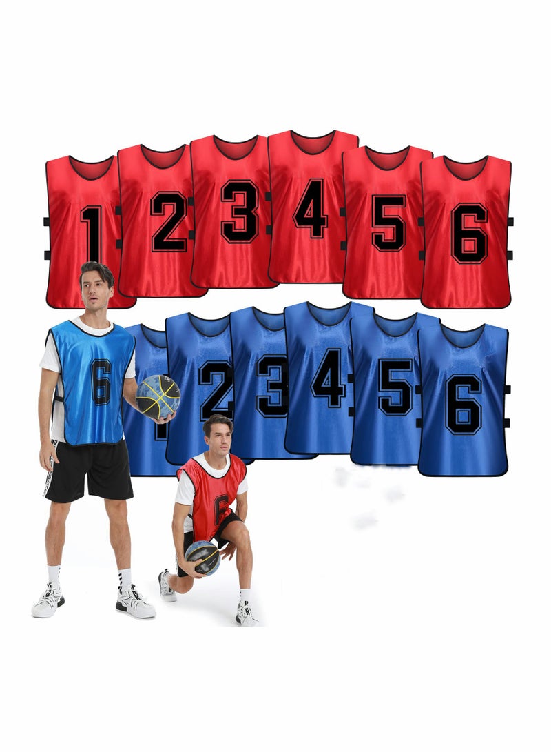 SYOSI Pinnies Numbered Vest, Red and Blue Two Sides Confrontation Vests for Kids, Youth and Adults 12 Pinnies Numbered Vest, Red and Blue Two Sides Confrontation Vests for Kids, Youth and Adults 12 Pack - Image 1