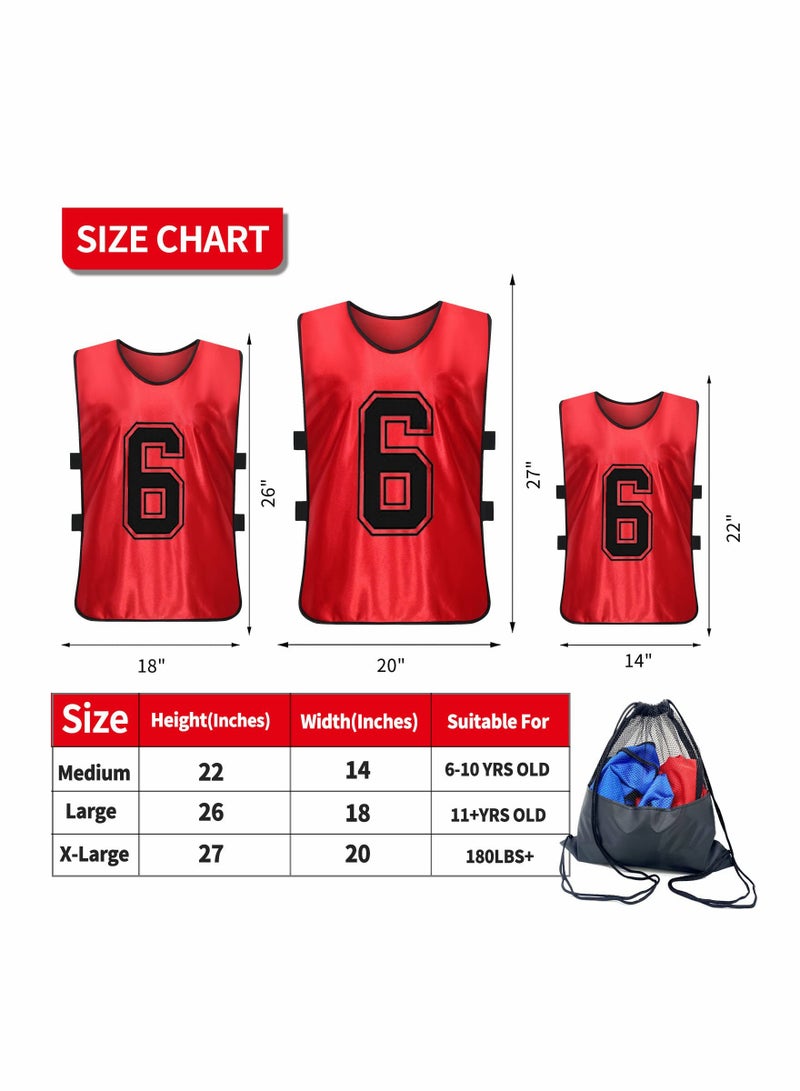 SYOSI Pinnies Numbered Vest, Red and Blue Two Sides Confrontation Vests for Kids, Youth and Adults 12 Pinnies Numbered Vest, Red and Blue Two Sides Confrontation Vests for Kids, Youth and Adults 12 Pack - Image 4