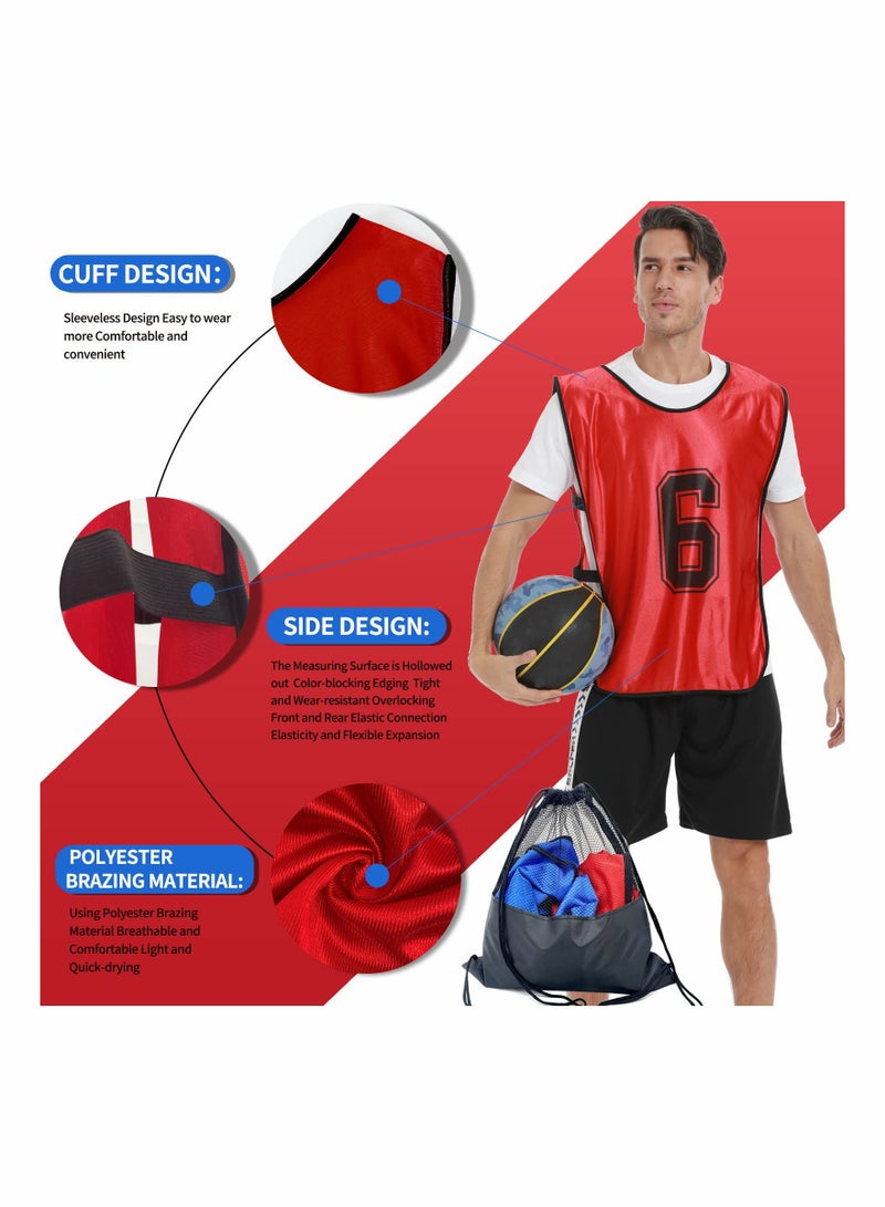 SYOSI Pinnies Numbered Vest, Red and Blue Two Sides Confrontation Vests for Kids, Youth and Adults 12 Pinnies Numbered Vest, Red and Blue Two Sides Confrontation Vests for Kids, Youth and Adults 12 Pack - Image 3