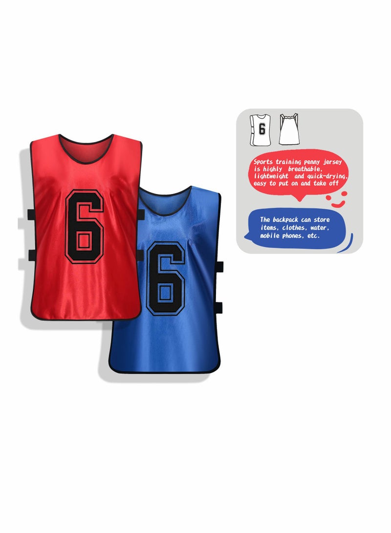 SYOSI Pinnies Numbered Vest, Red and Blue Two Sides Confrontation Vests for Kids, Youth and Adults 12 Pinnies Numbered Vest, Red and Blue Two Sides Confrontation Vests for Kids, Youth and Adults 12 Pack - Image 2