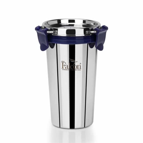 PDDFALCON Stainless Steel Eco Nxt Tumbler/Glass with Steel Lid and Extra clamp, 100% Leakproof BIS Certified, Jindal Seal & Made in India (450ml) - Image 1
