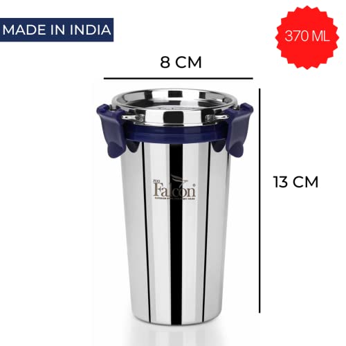 PDDFALCON Stainless Steel Eco Nxt Tumbler/Glass with Steel Lid and Extra clamp, 100% Leakproof BIS Certified, Jindal Seal & Made in India (450ml) - Image 2
